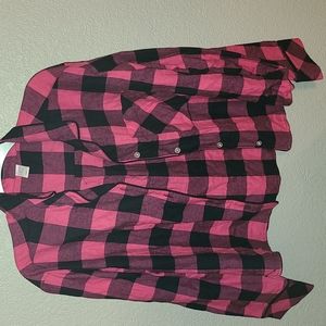 Black And Hot Pink Flannel Sleepshirt